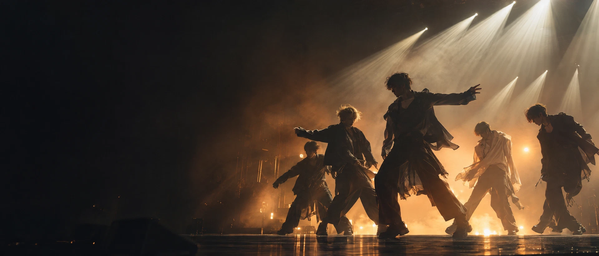 舞台の光とパフォーマンスを表現したライブ制作のコンセプトビジュアル